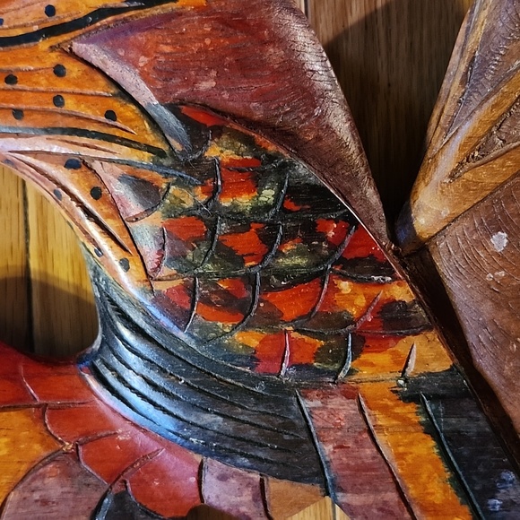 Hand Carved Made In Jamaica Rooster Sculpture - Picture 8 of 16